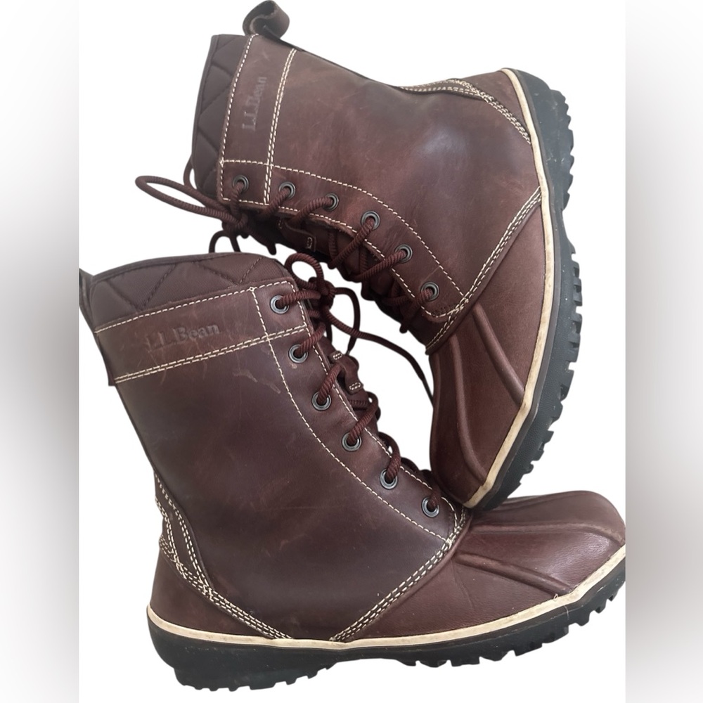 LL Bean Harbor Leather Boots Burgundy Brown Size 6